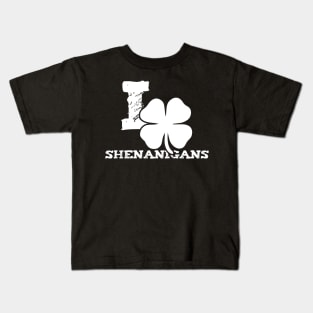 I Clover Shenanigans Funny St Patricks Day Kids T-Shirt